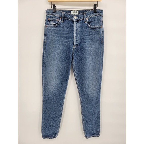 Agolde 29 Nico Slim Fit Straight Jeans Pants High Rise Betray Blue - Picture 2 of 10